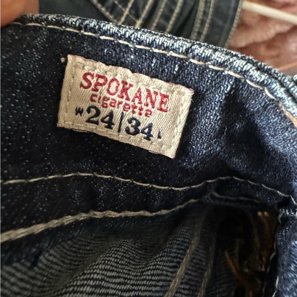 MER Denim Womens Dark Wash Spokane Cigarette Skinny Stretchy Jeans Size 24x34 - Picture 4 of 10